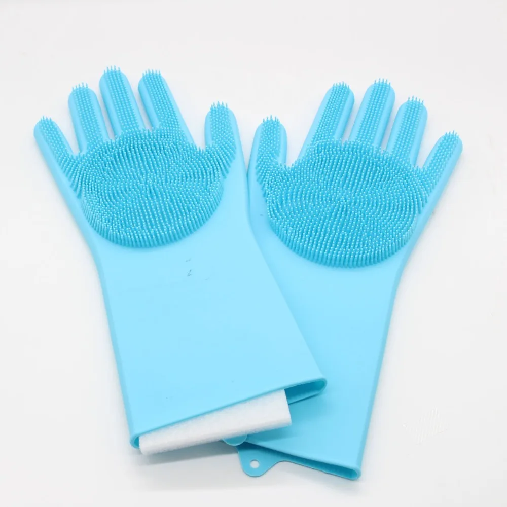 

Silicone Gloves Scrubber Silicone Dish Washing Sponge Scrubber Kitchen Magic Silicone Dish Washing Rubber Gloves for Dishes