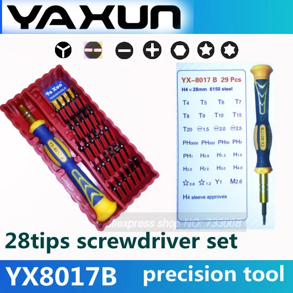 YAXUN 8017B Прецизионный Многофункциональный Torx Набор отверток Phillips 28 в 1 для iphone, imac ноутбук компьютер инструмент для ремонта мобильного телефона