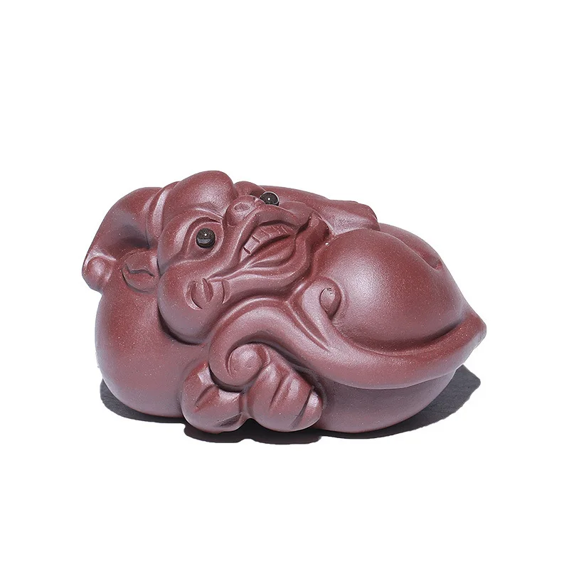 Фиолетовая глина yixing tea pet,, ручная работа, маленькие украшения для дома, аксессуары от производителя, одна поставка, чайный набор