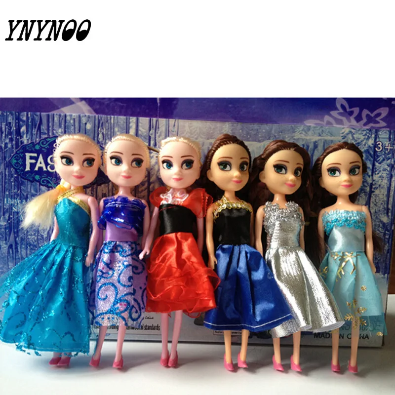 YNYNOO) Высокое качество 6 шт./лот Boneca 17 см Куклы Анна и Эльза для девочек, игрушки Fever 2 принцессы Анна и Эльза из мультфильма «Холодное сердце куклы Одежда для куклы для детей