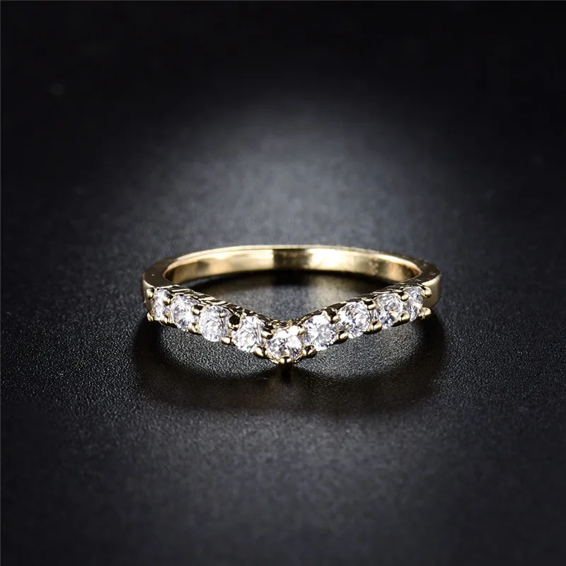 Женское кольцо для помолвки BUDONG Золотое с белым кристаллом уникальный дизайн XUR109