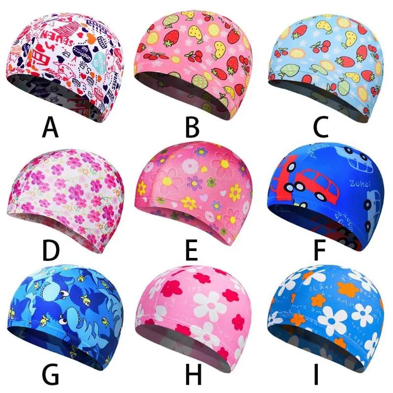 Детская эластичная Кепка унисекс для плавания из полиэстера с изображением