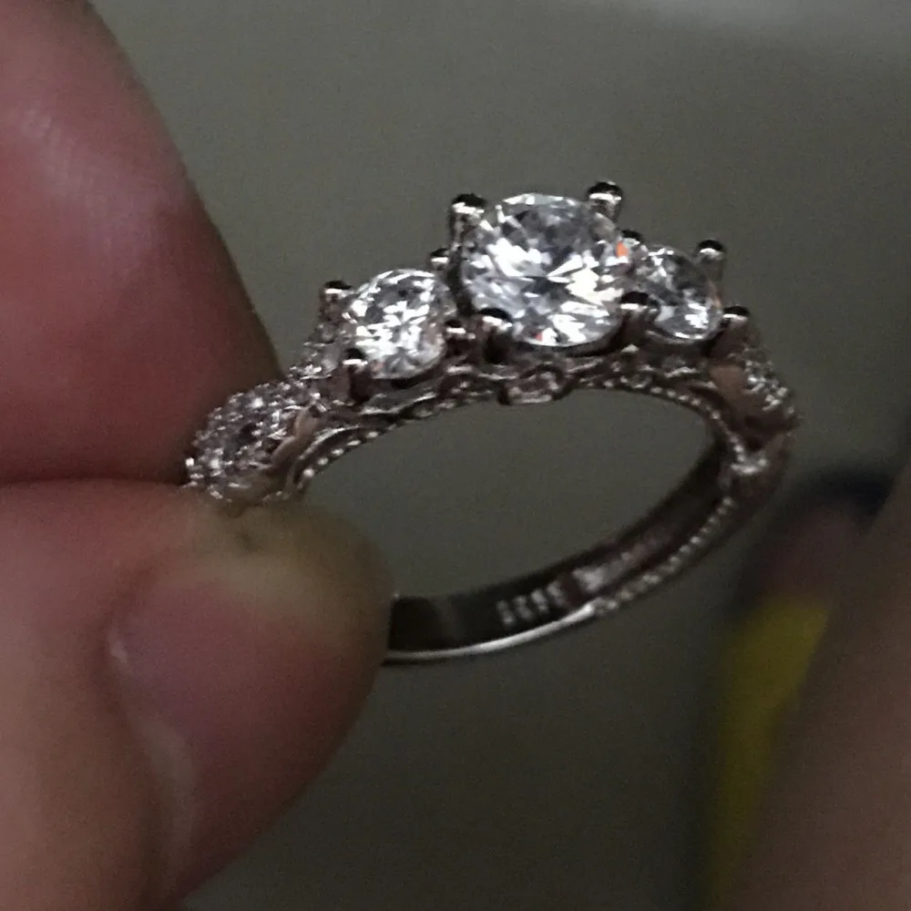 Модное ювелирное изделие женское модное кольцо 2 карата 3 камня 5 А циркониевый