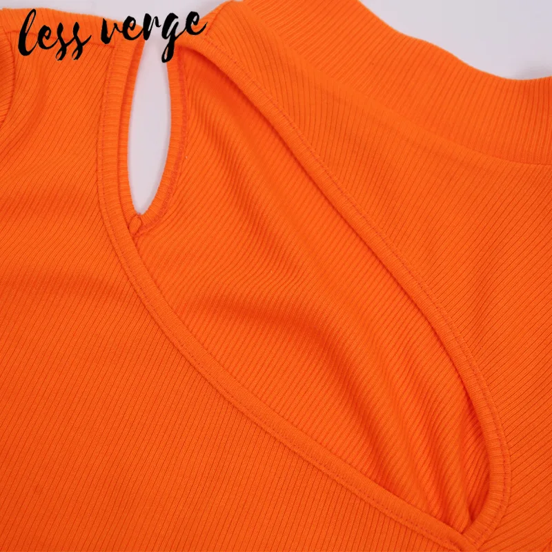 Lessverge открытая флуоресцентная Сексуальная футболка для женщин с коротким