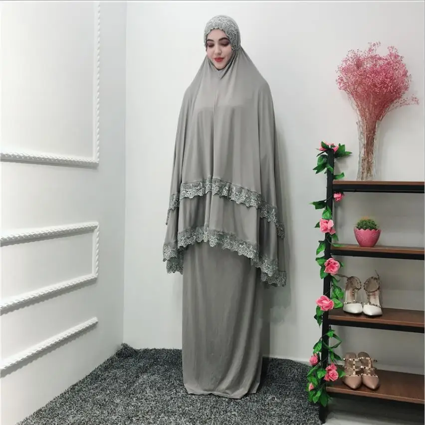 Длинные мусульманские халаты abaya кружевной шарф с арабским исламским рамаданом