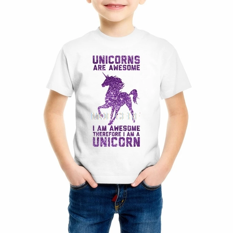 

Boys/Girls Printed Kawai T Shirt Fashion Cartoon Unicorn Children's T-shirt Summer Hip Hop horse Tops quality Tee Z8-4