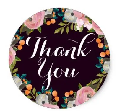 

1.5inch Modern Floral Wreath Purple Thank You Sticker