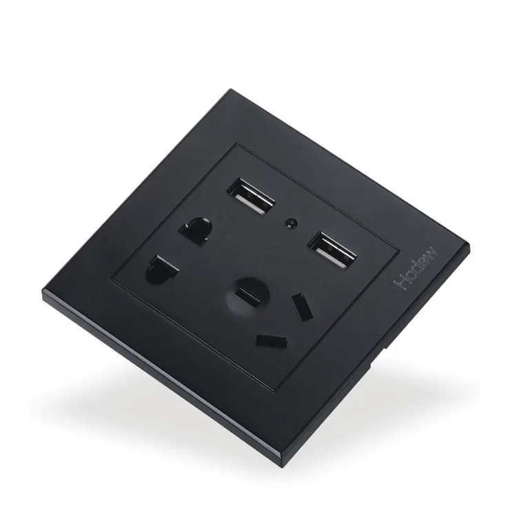 Домашний настенный выключатель тип розетки 86 черный стальной держатель черное