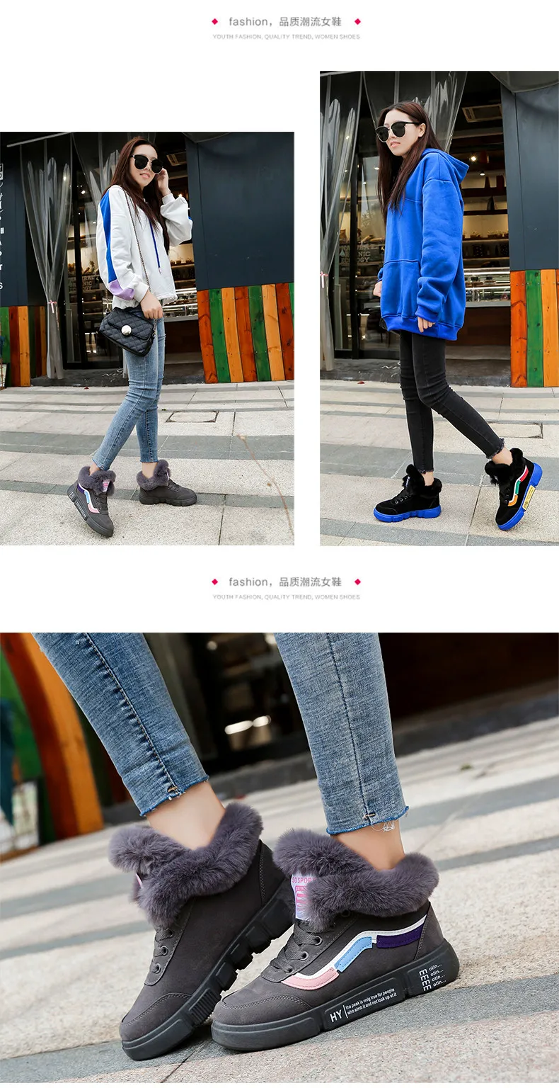 Women Casual Shoes High Top Boots Winter Woman Shoes Fashion Brand Sneakers Vulcanize Shoes Outdoor Warm Lace-Up Walking Shoes