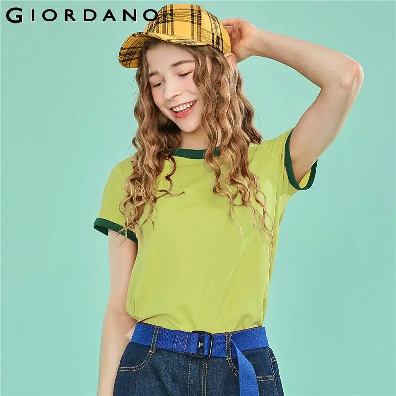 Фото Giordano женская футболка с короткими рукавами и круглым вырезом выполнена из