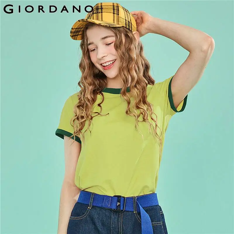 Giordano женская футболка с короткими рукавами и круглым вырезом выполнена из