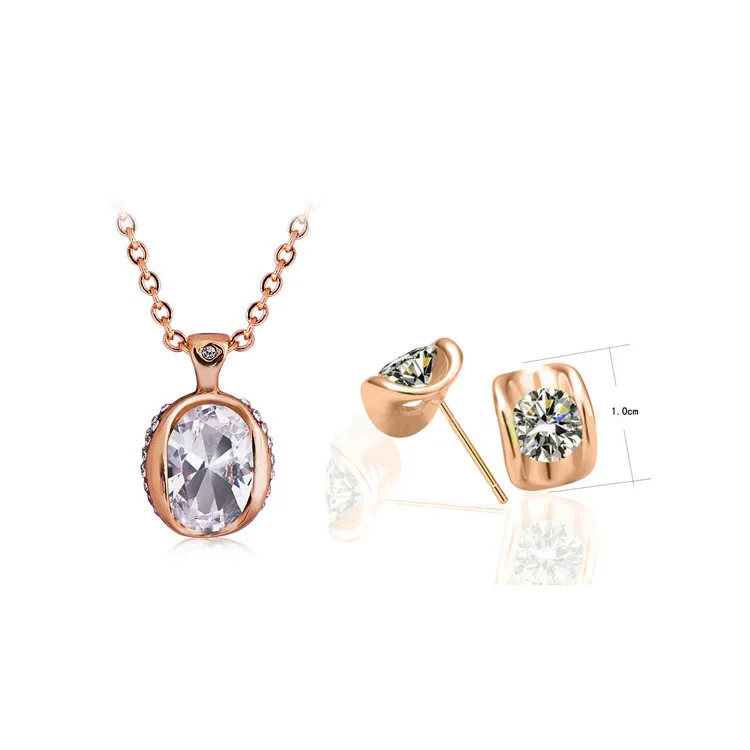 

2016 Newest jewelry sets necklace earrings bridal jewelry sets crystal rose gold-color jewelry findings crystal jewelrys set