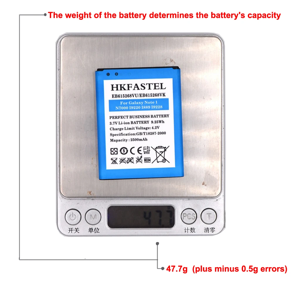 Оригинальный аккумулятор HKFASTEL EB615268VU EB615268VK для Samsung Galaxy Note 1 N7000 I9220 I889 I9228 2500