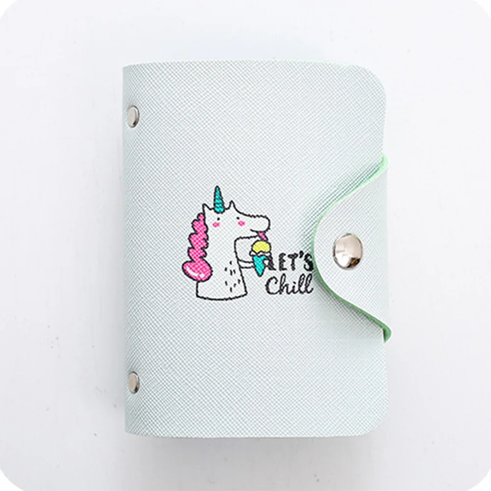 05 Cute Women Business Card Holder Case Book Cartoon Leather Bank Credit Card Clip Wallet Cardholder Flamingo ID Card Bag 20 Bits - Цвет: 05