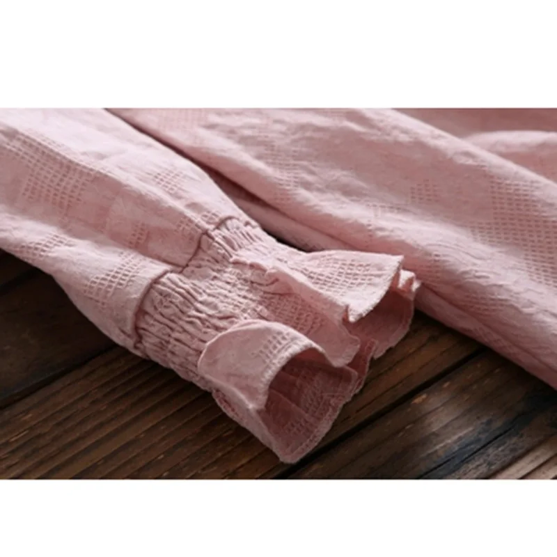 Новые летние женские платья из хлопка и льна 2018 винтажные с длинным рукавом