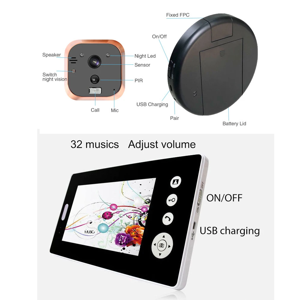 Домашняя безопасность 2 4G беспроводной видео домофон дверной Звонок камера с 7