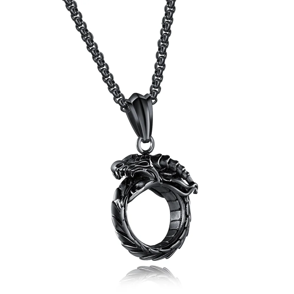 JHSL Classic Male Men Statement Dragon Ouroboros Necklaces &amp Pendants Top Quality Stainless Steel Fashion Jewelry GX1383 | Украшения и