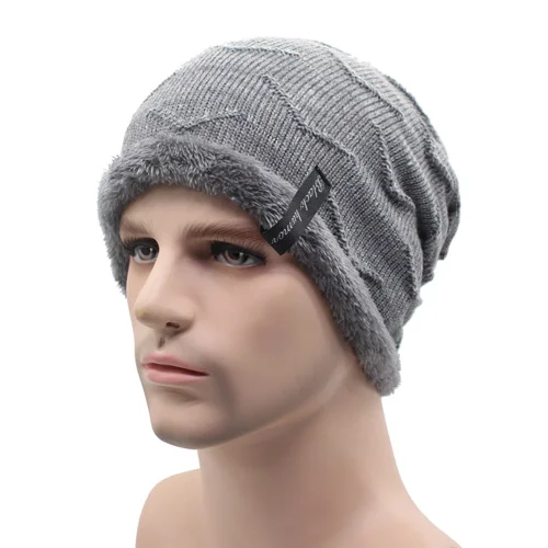 Вязанные шапочки Skullies Beanies мужские зимние головные уборы для мужчин и женщин модные шапки s Теплые Мешковатые мягкие брендовые кепки простая вязаная шапочка мужская шапка s - Цвет: gray