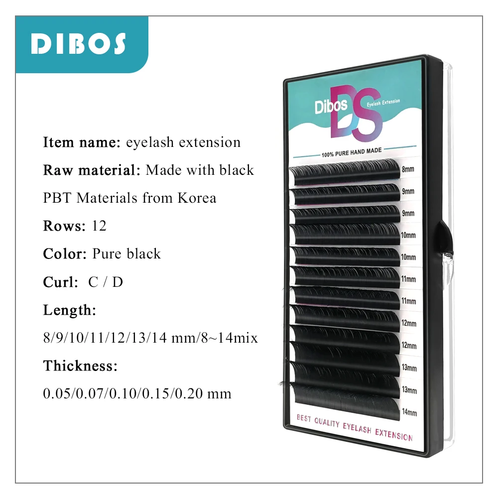 Накладные ресницы Dibos все размеры 010 C изгиб норковый черный материал 1