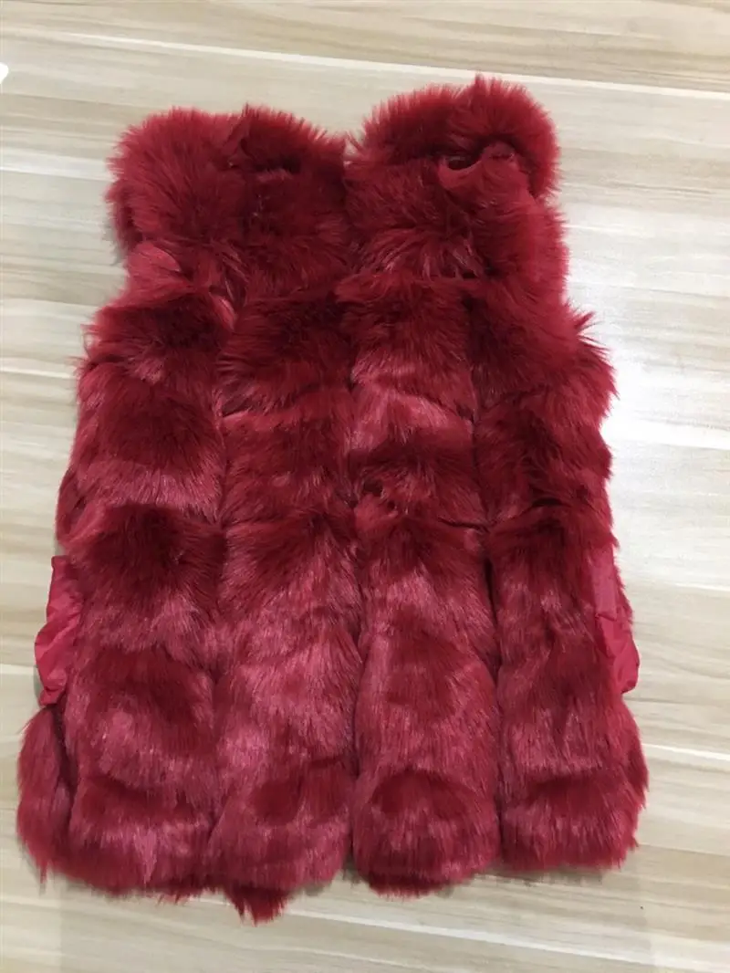 Женский жилет из искусственного меха модная верхняя одежда красного цвета на