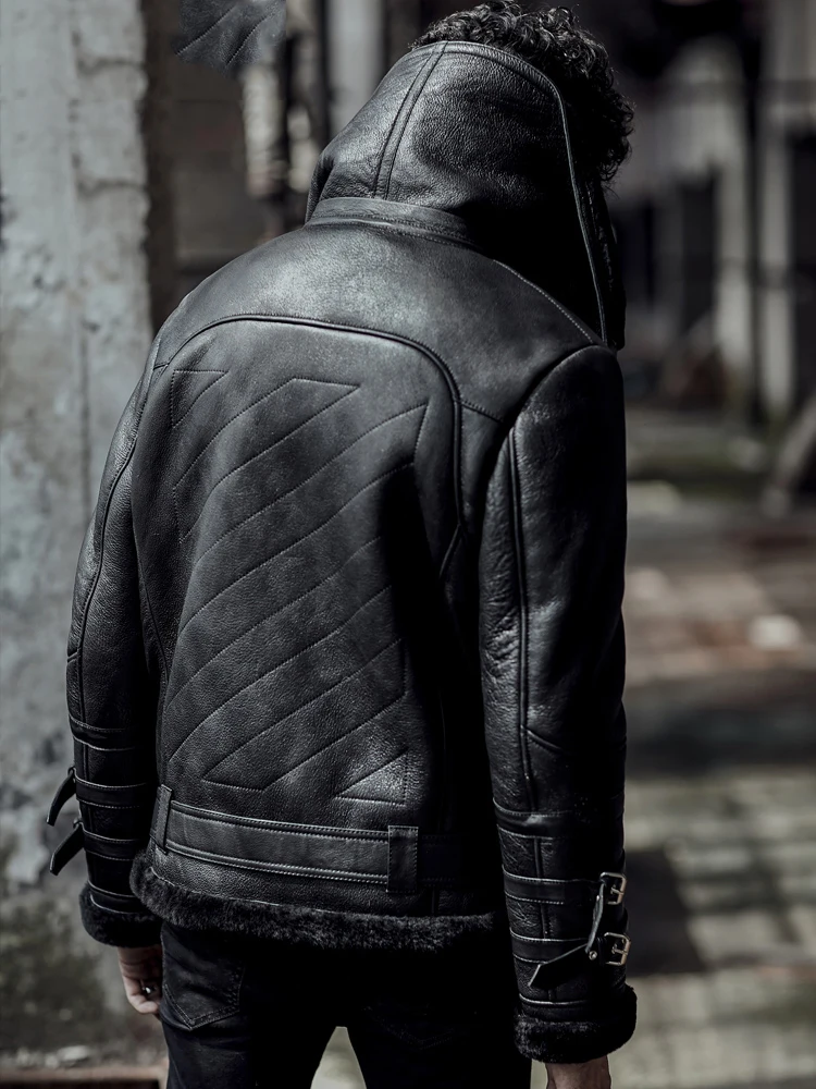 Мужская кожаная куртка из овчины мужское меховое пальто оригинальная Летающая