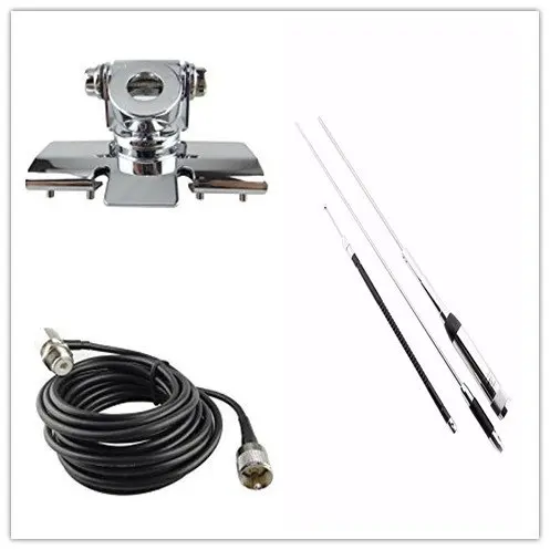 Quad band телевизионные антенны для мобильное радио с зажим Крепление+ Huahong HH-9000 Antenn+ 5 м кабель для автомобиля радио TYT TH-9800 QYT KT7900D - Цвет: antenna withbase cab