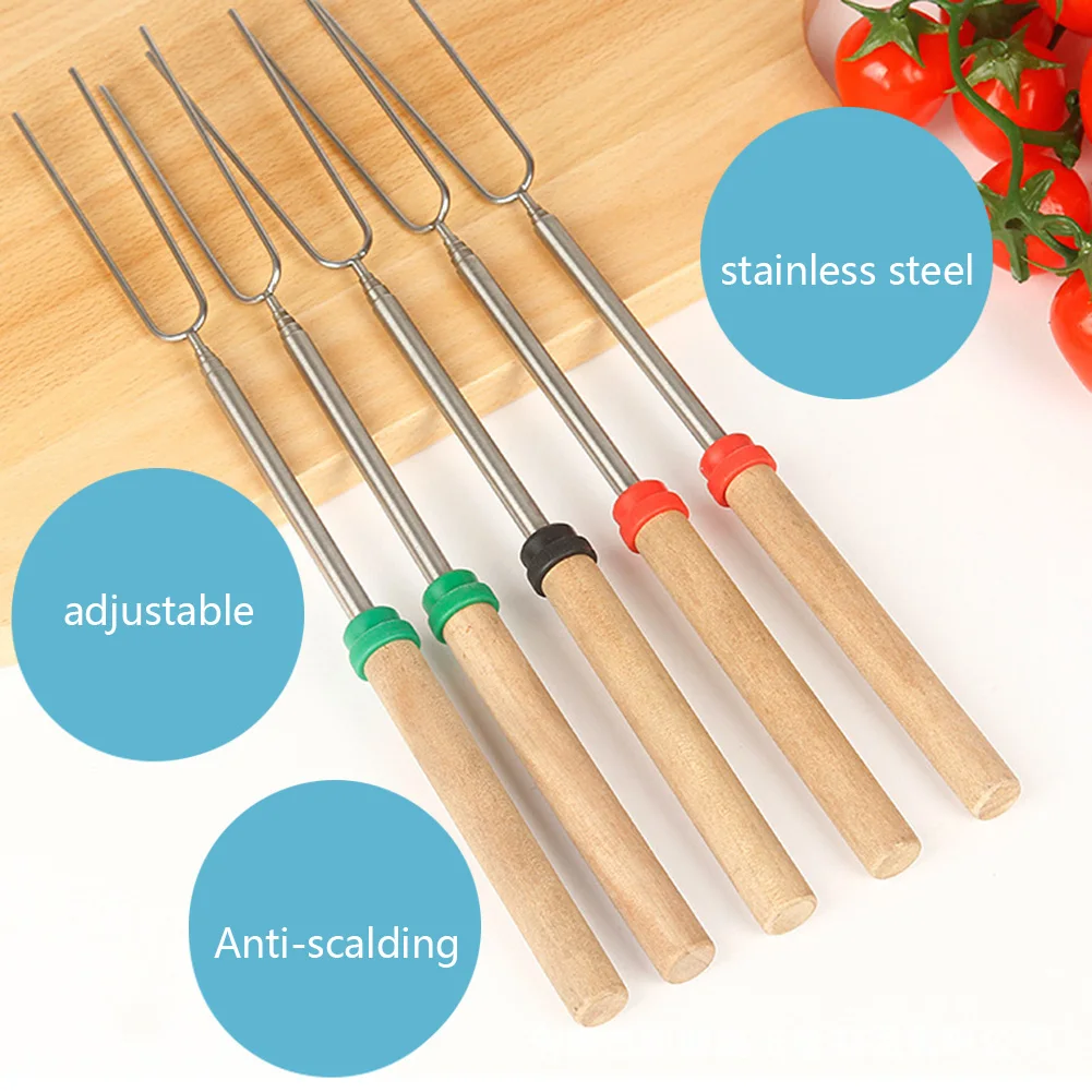 8 шт. Выдвижная обжига палочки телескопической вилки длинные Кемпинг шампуров