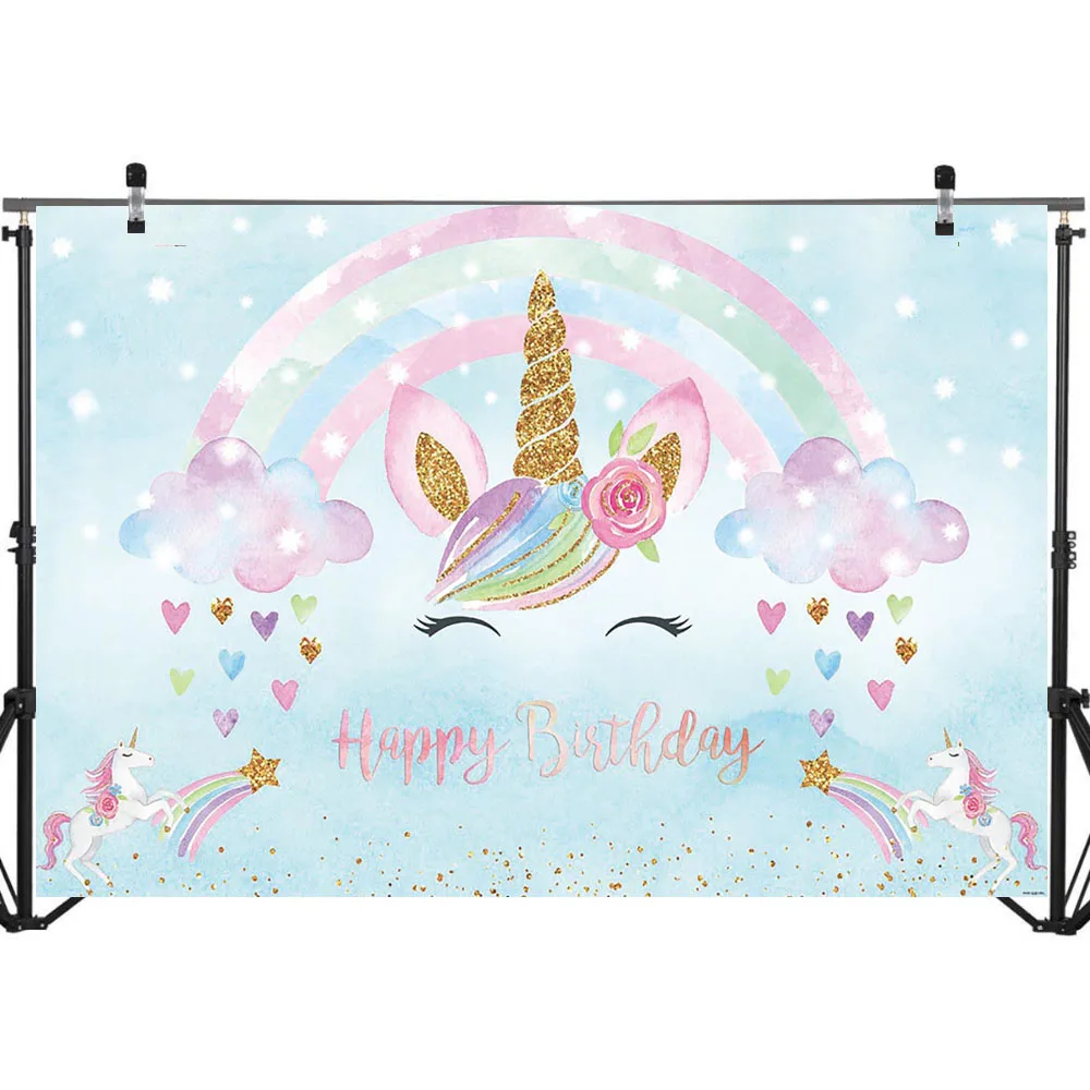 NeoBack Золотой Единорог Rainbown фон для фотосъемки на день рождения Фотофон с