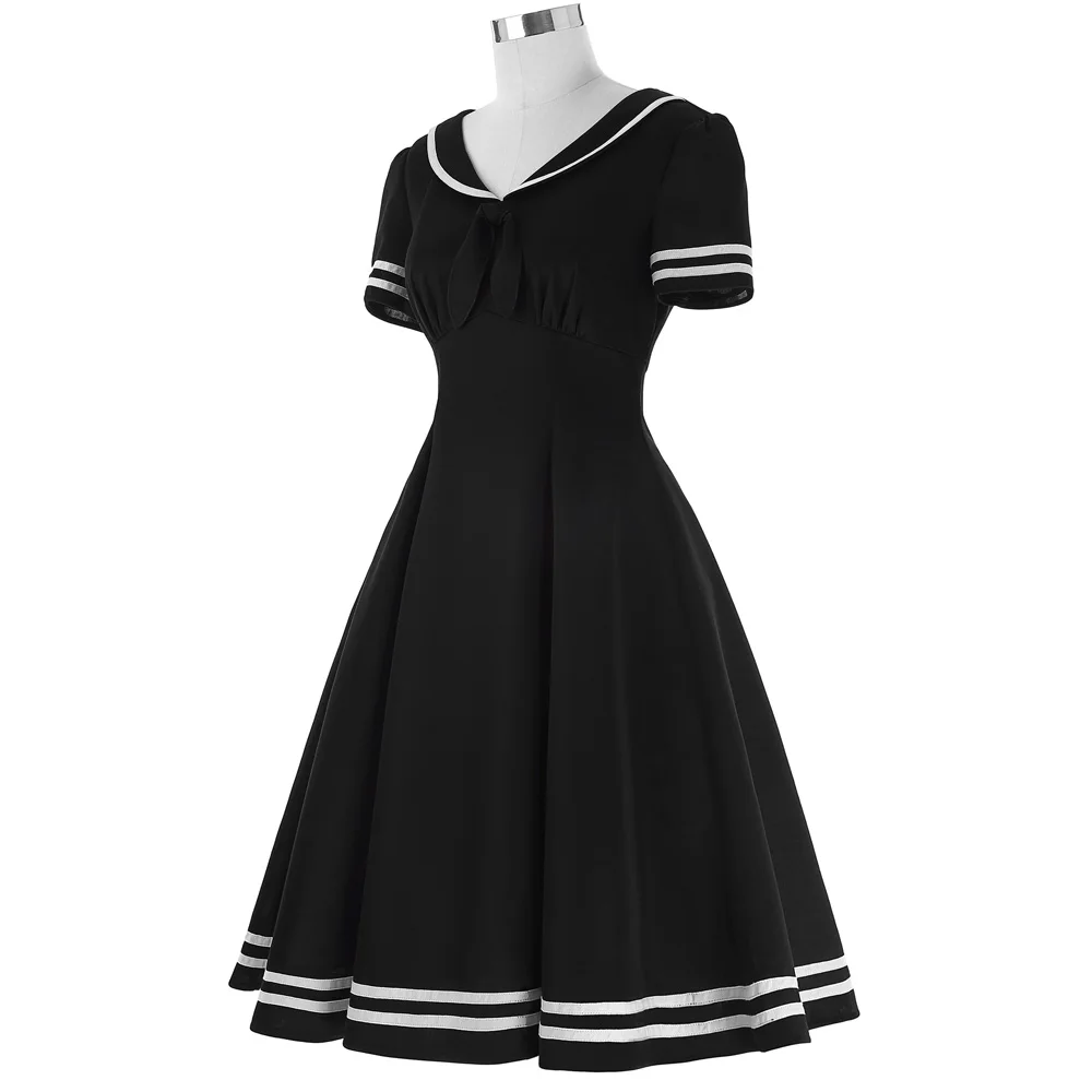 Belle Poque женское винтажное платье с матросским воротником 50s 60s женское летнее повседневное праздничное ретро рокабилли Полосатое консервативное платье