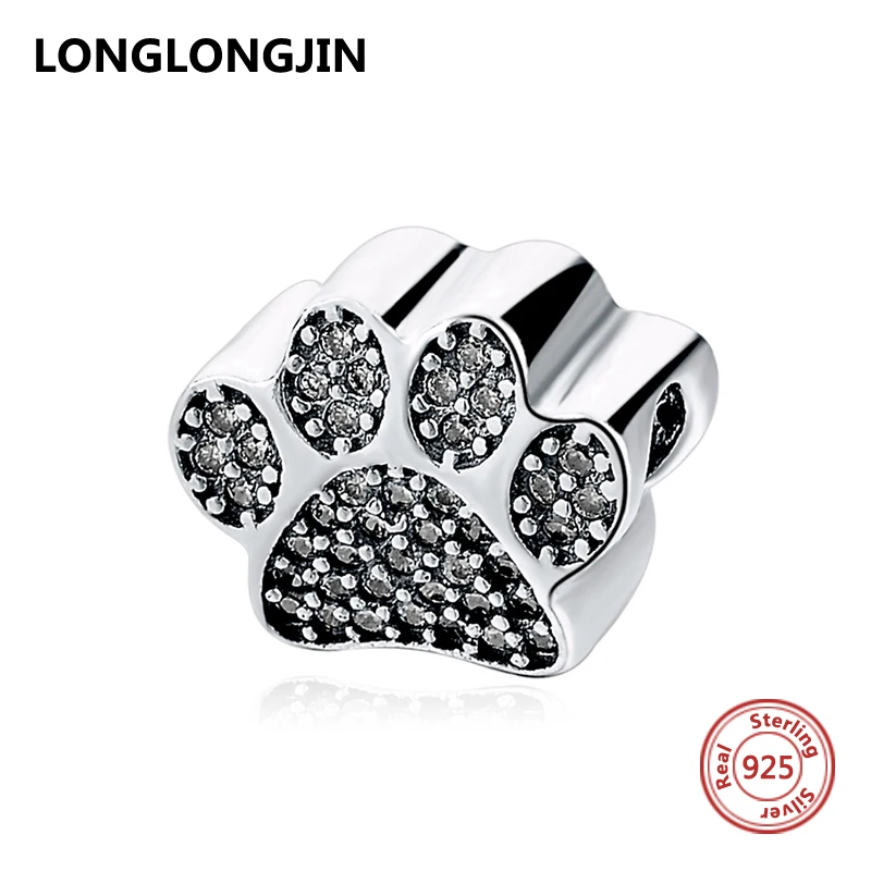 Fit Pandora Silver 925 Original Bracelet Beads Sweet Dog Puppy Paw Adorable Footprint Charms DIY fine jewelry accessories Gifts | Украшения