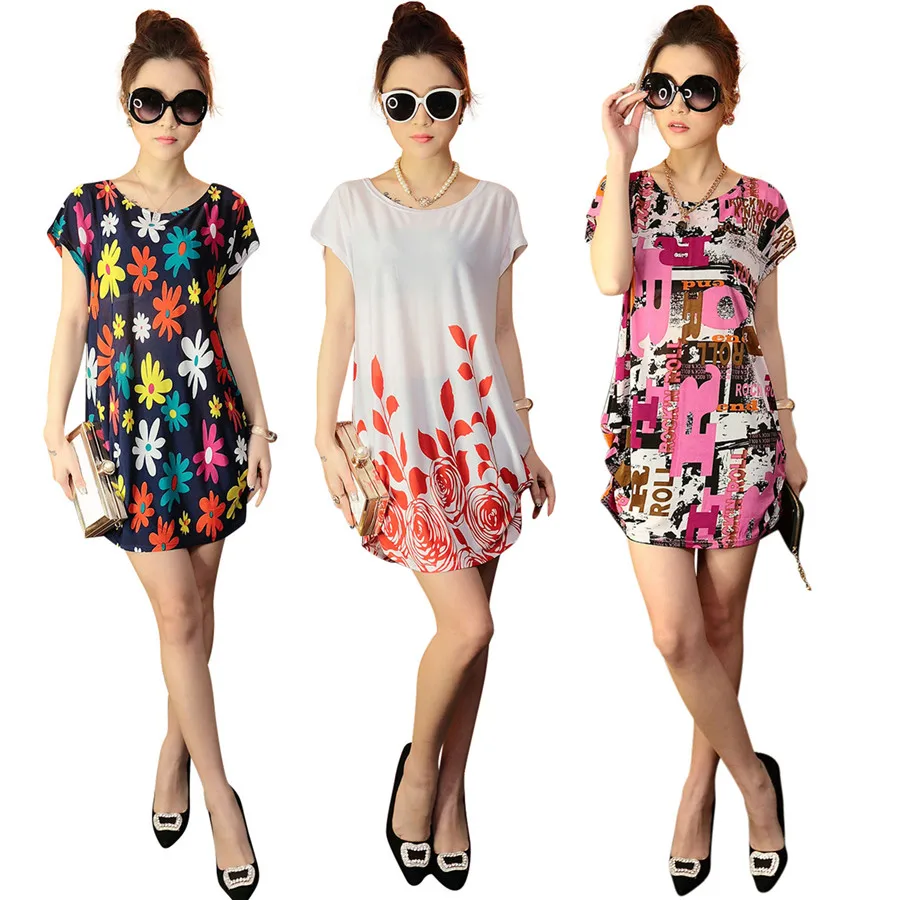 Новое поступление 2015 летнее женское платье с коротким рукавом О образным вырезом