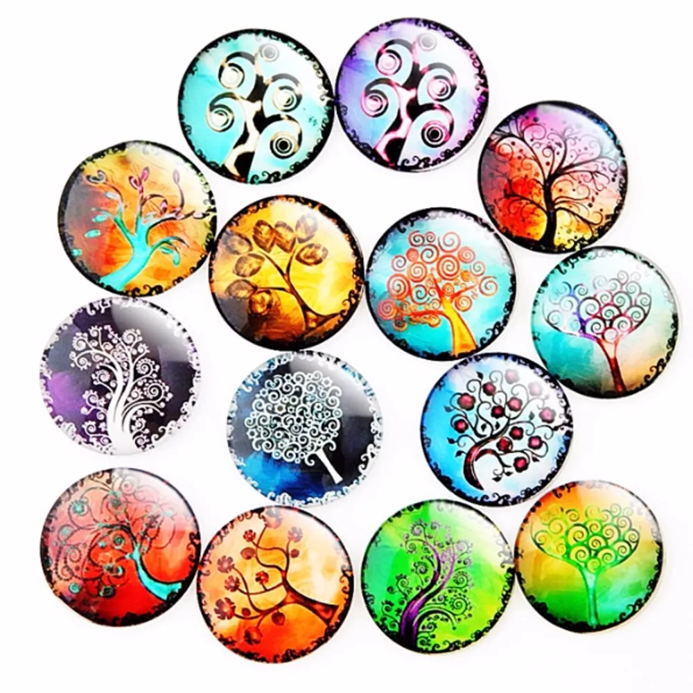 

(100pcs/lot) assorted round Cabochons mixed Tree picture