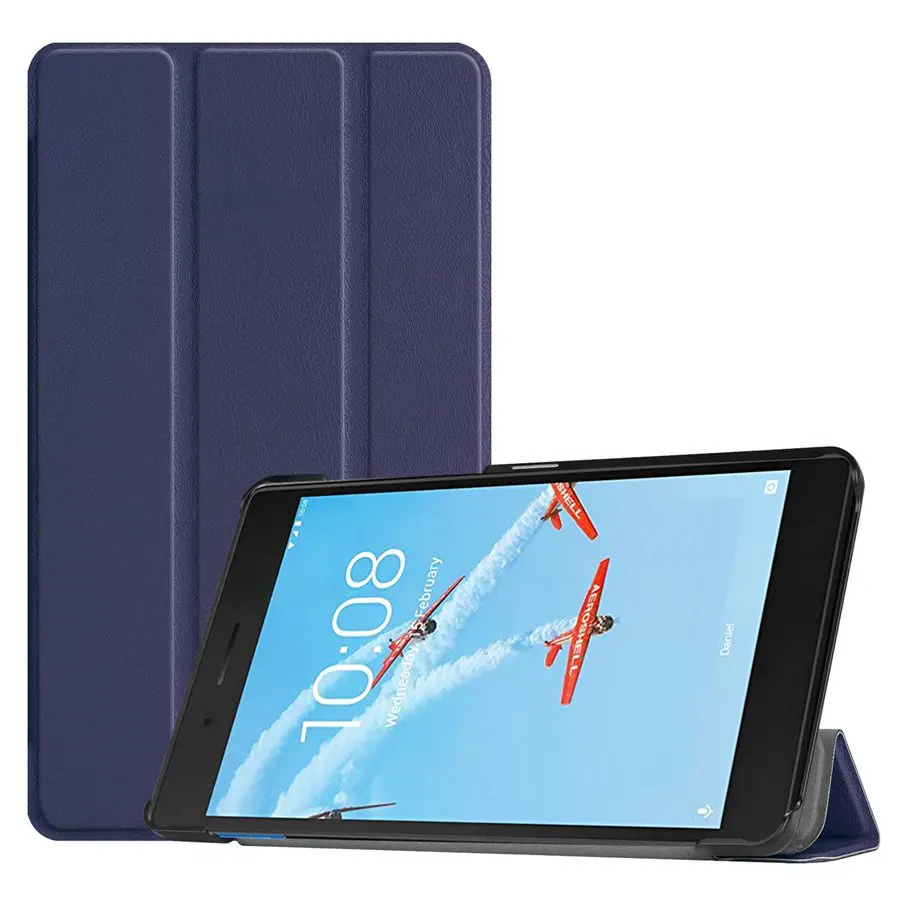 Тонкий Магнитный чехол из искусственной кожи для lenovo Tab E7 tb-7104f, 7,0 дюймов, умный чехол для lenovo Tab E7, чехол для планшета+ пленка+ ручка - Цвет: navy