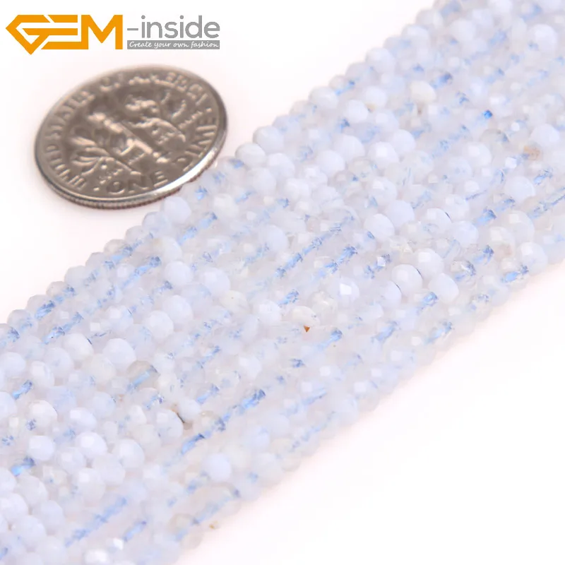 

Gem-inside AAA Natural Faceted Tiny Heishi Rondelle Disc Spacer Blue Chalcedony Stone Beads For Jewelry Making Strand 15'' DIY