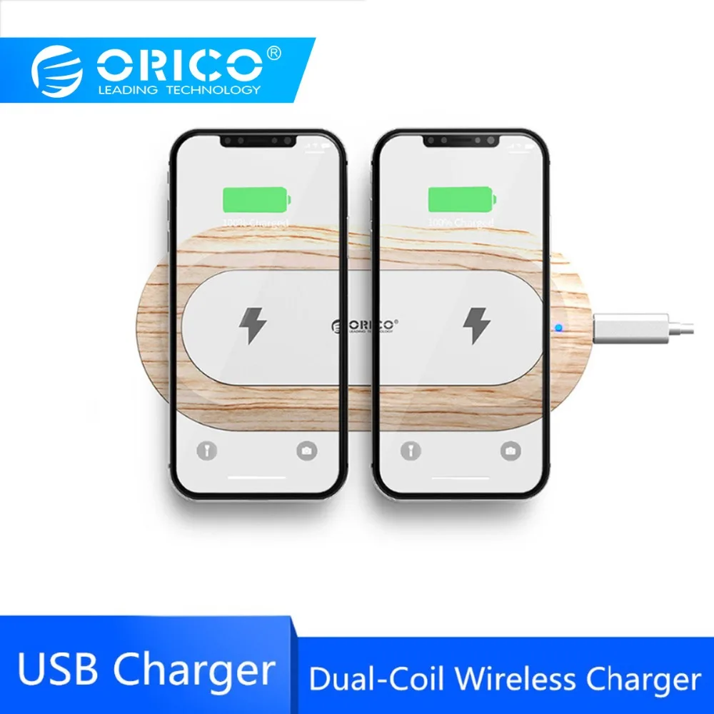ORICO двойной катушкой Беспроводной Зарядное устройство для iPhone X 8 XS 5 Вт зарядки