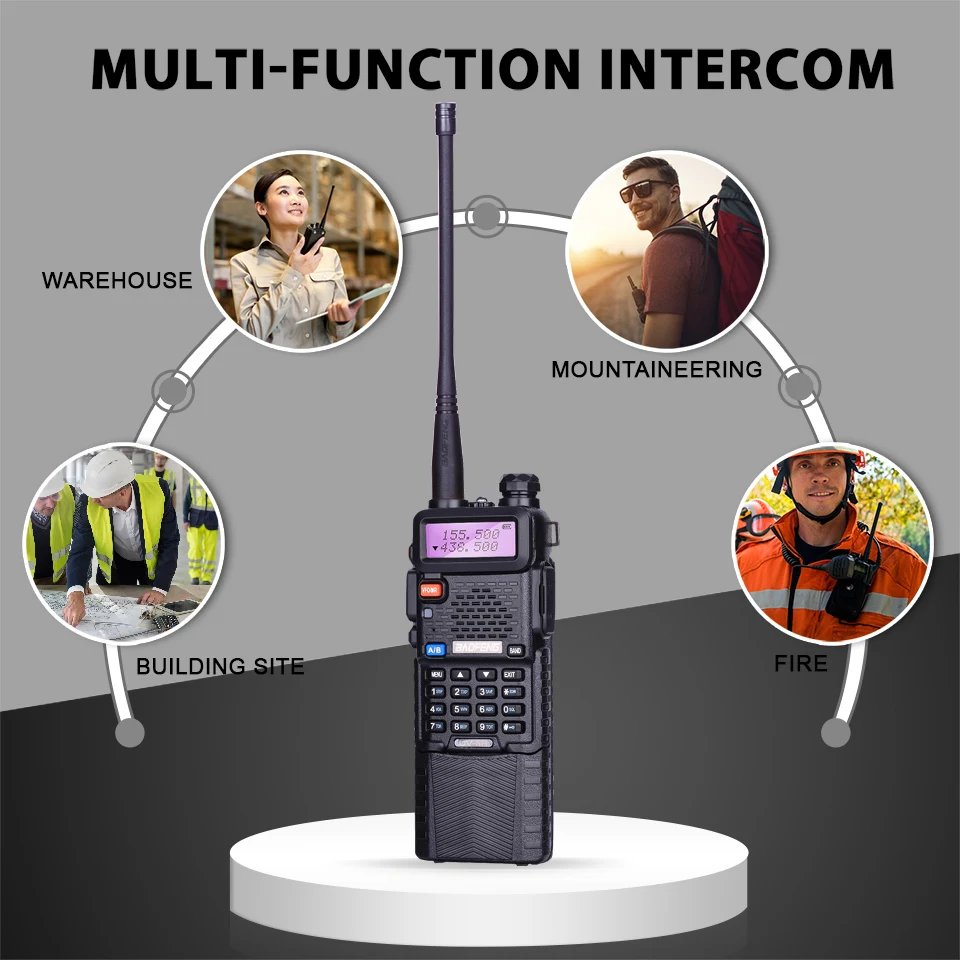 2pcs Baofeng UV-5R 5W 3800mAh Long Standby Battery Walkie Talkie UV 5R UHF VHF Dual Band Portable Hf Two Way Radio Station UV5R