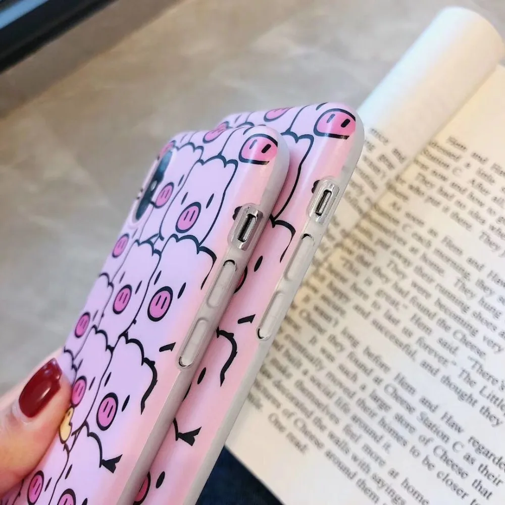 ORYKSZ Fashion Cartoon Pig Phone Case For iphone 6S X XS MAX XR 6 7 8 Plus Back Cover Luxury Cases Fruit Coque |