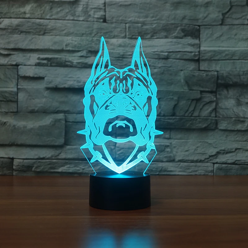 Голову собаки 7 Цвет изменение ночной Светильник коллекционные Charizard 3d
