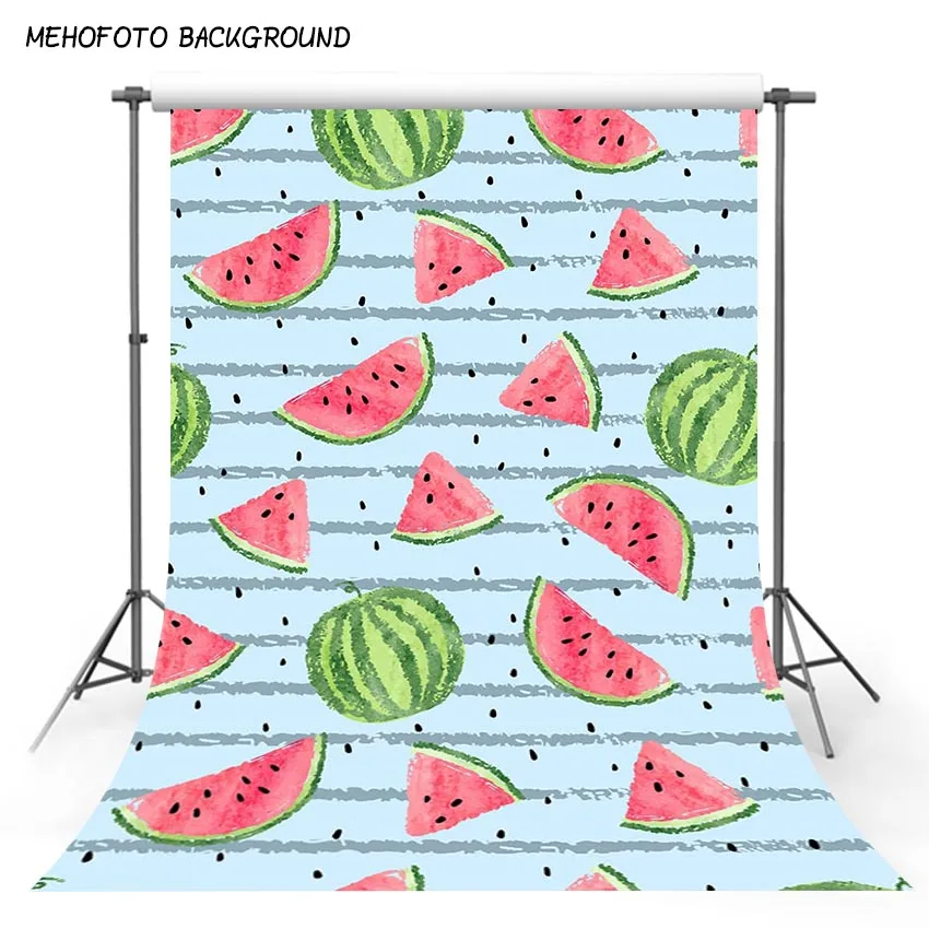 Фон для фотосъемки с акварельным арбузом детской вечеринки на день рождения
