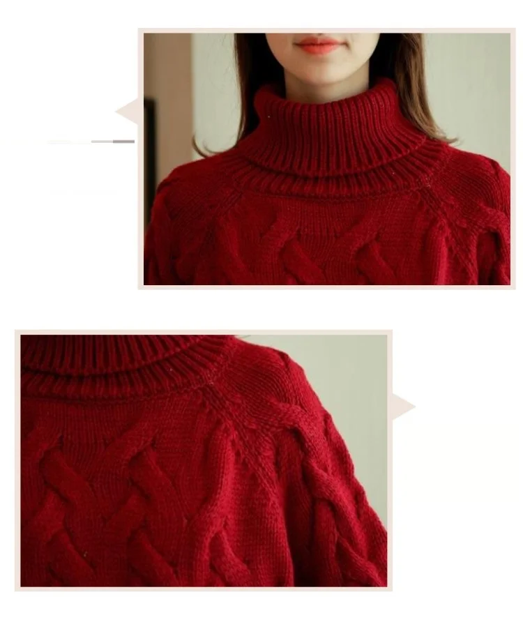 Winter Women Turtleneck Soft Sweater Female Casual Loose Long Sleeve Warm Womens Pullover Cable Knitted | Женская одежда