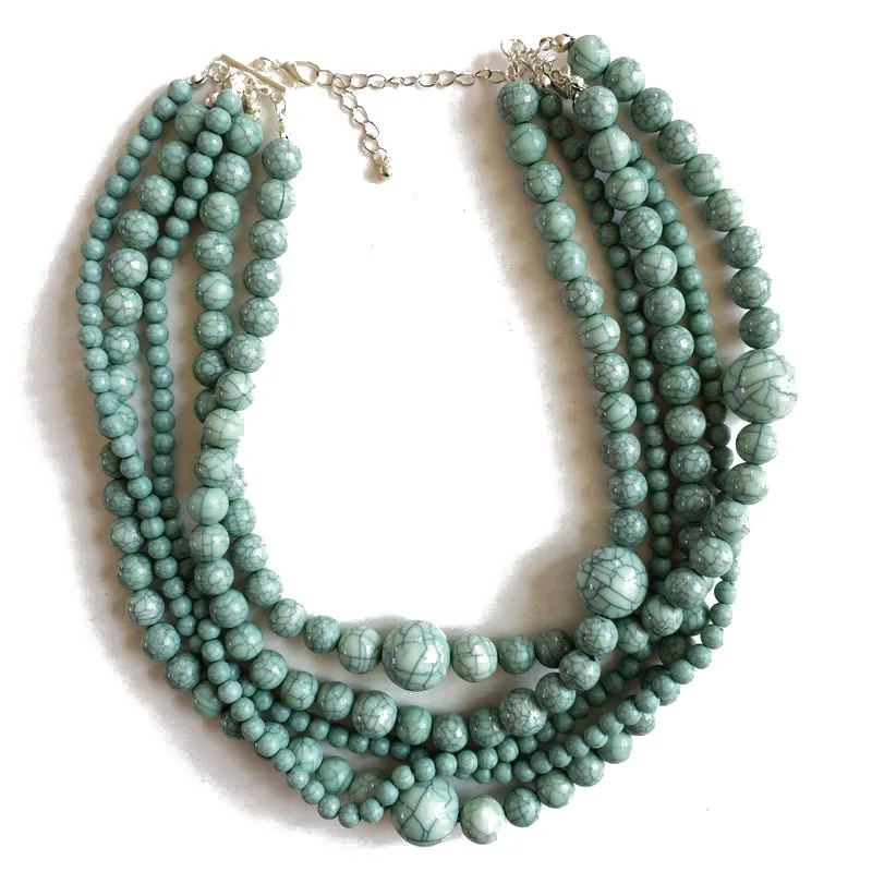 Женское Ожерелье розовый цвет синий светло-голубой желтый бисер высокое