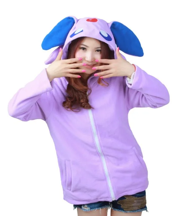 Espeon HKSNG/худи с енотом из мультфильма для взрослых; сезон весна; теплые флисовые куртки с енотом; пальто; семейные вечерние костюмы; лучший подарок; Kigu - Цвет: Espeon