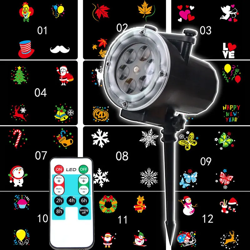 Светодиодный лазерный проектор высокой четкости с рождественскими слайдами 12