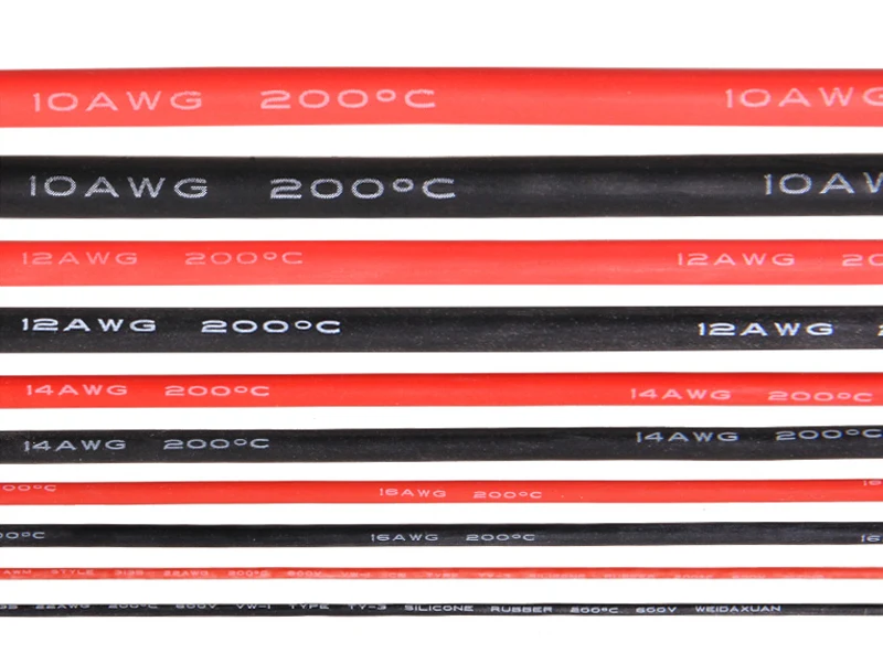 1M Black and Red 10AWG silicone wire heatproof soft Silicon gel Cable for RC lipo battery | Электроника