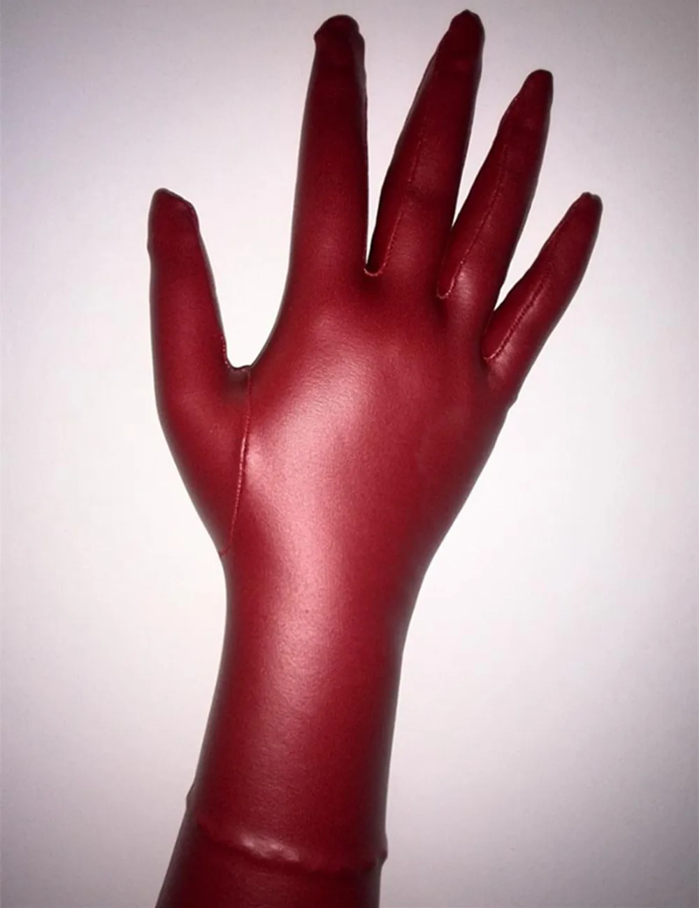 

Sexy Crossdresser Lycra Spandex Fetish Zentai Suits Costumes Red Metallic Unisex Gloves