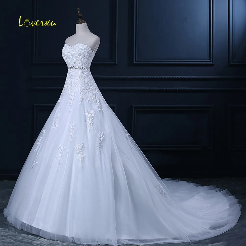 Loverxu Robe De Mariage без лямок с аппликациями на шнуровке А силуэта свадебное платье 2019