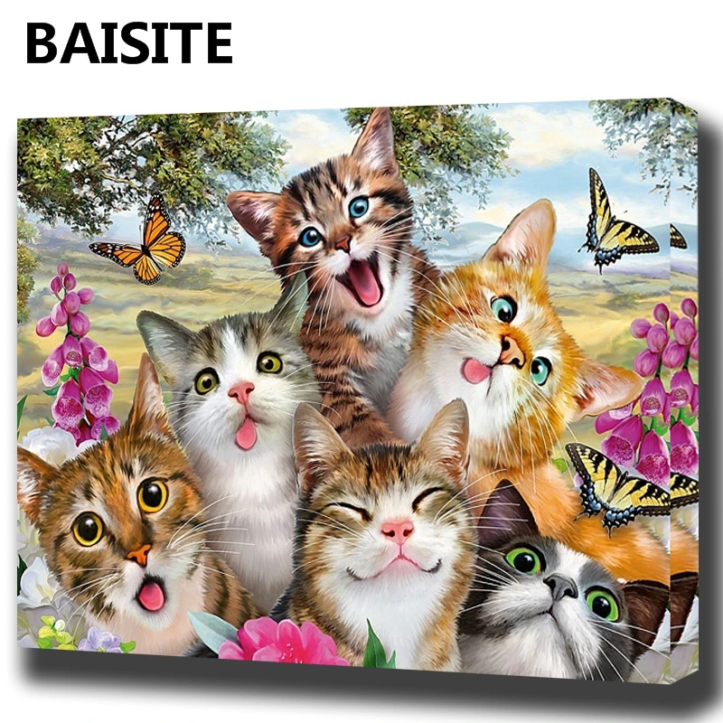 BAISITE DIY картина маслом в рамке по номерам цветы картины холст живопись для гостиной стены Искусство домашний декор E972