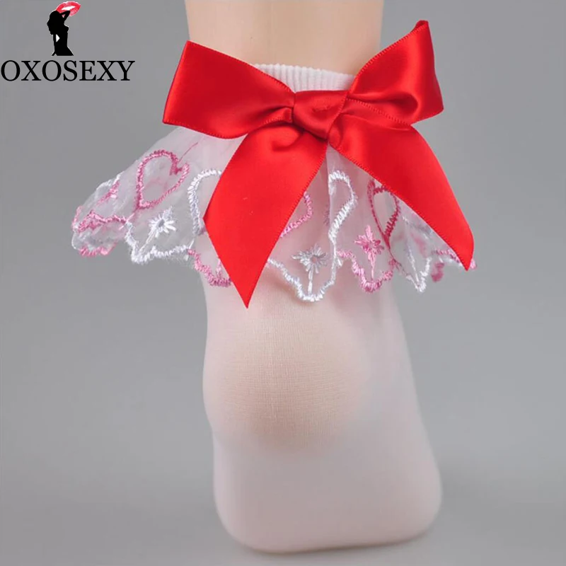 

Black White Cute Socks Bow Ankle Sock Princess Women Socks Short Socks Sweet Vintage Lace Ruffle Frilly Lady Girl Japan 491