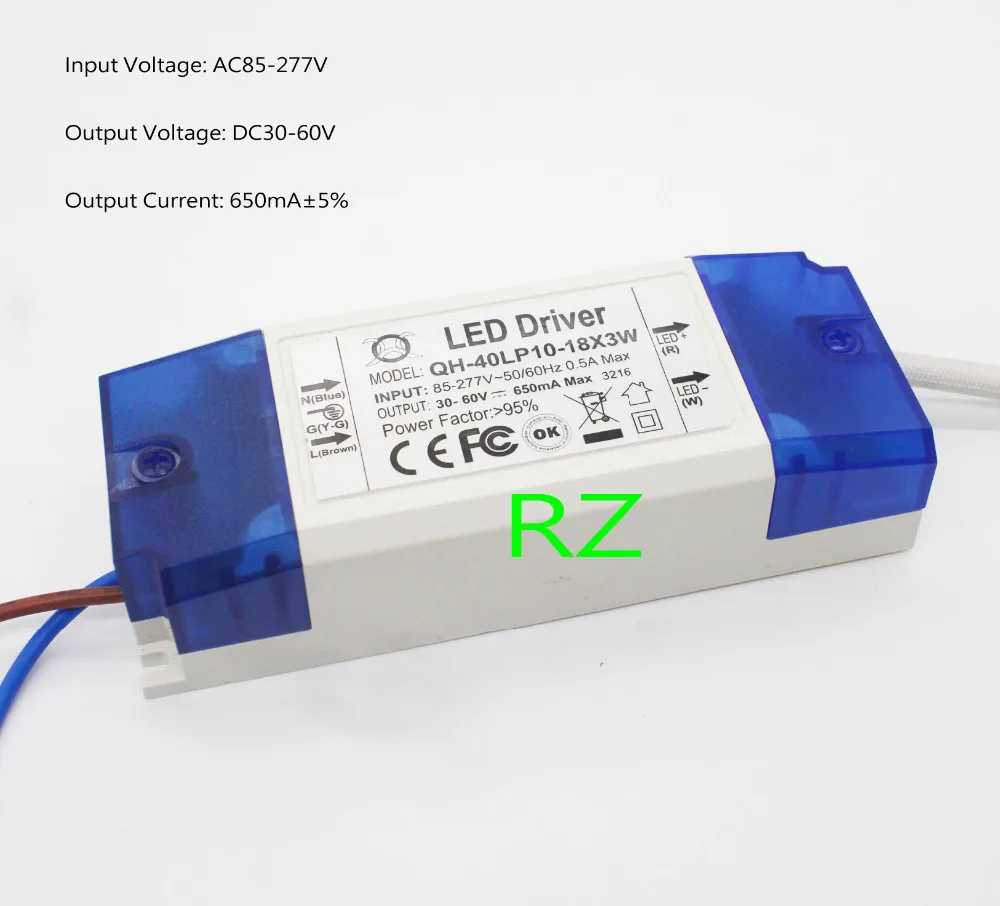 10-18x3W 650mA Светодиодный драйвер 30W 40W DC30-60V Мощный светодиодный источник питания для