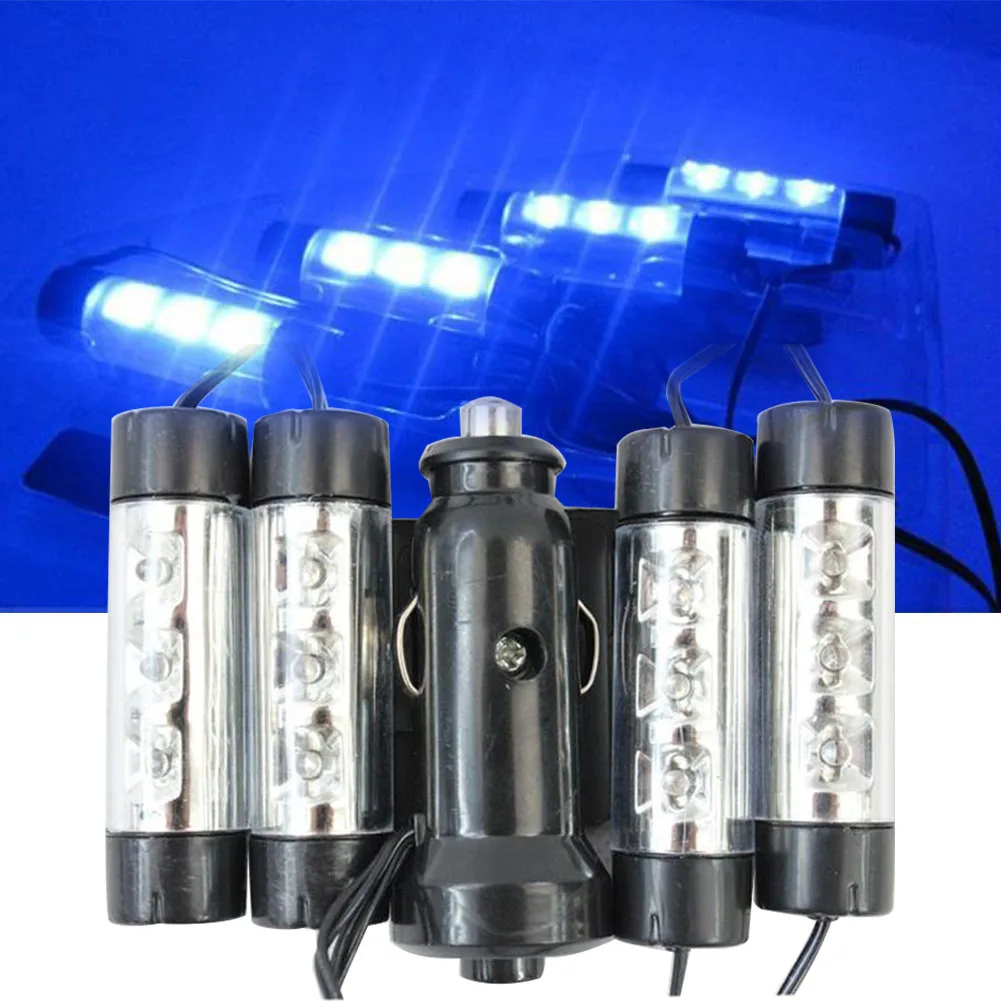 12LED Стайлинг 4 в 1 прочный ABS автомобильный атмосферный Синий Регулируемый